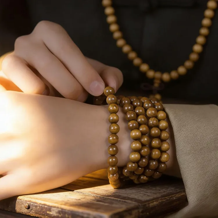 金丝楠木108颗文玩手串念珠挂脖珠串商品图