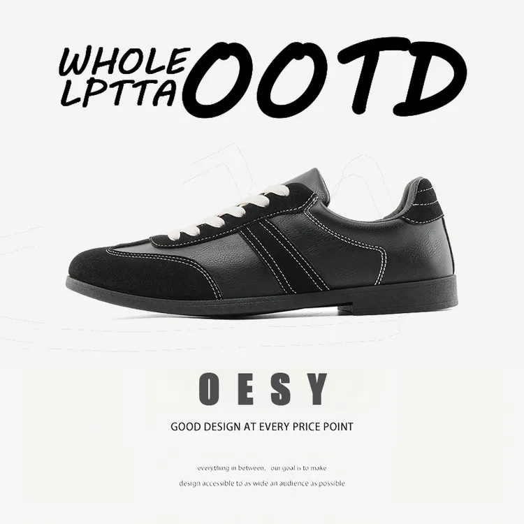 OESY男鞋新款小众时尚休闲英伦德训鞋 简约百搭增高板鞋 潮流男鞋