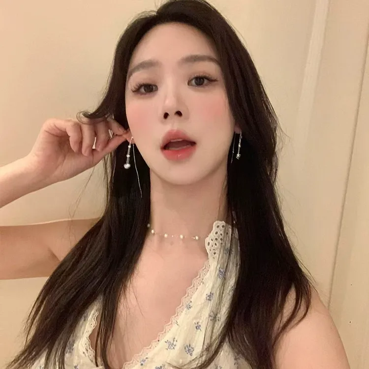 铜合金锆石耳饰 夏日超仙两戴爱心闪锆流苏耳环女气质耳针耳饰