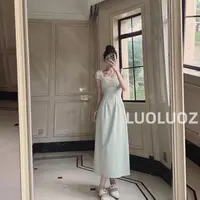【现货】LUOLUOZ【心动舞曲】气质设计感方领绝美色系连衣裙H81680