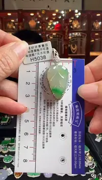 【闪购商品】翡翠颈饰18K金镶嵌H5038冰飘绿叶子