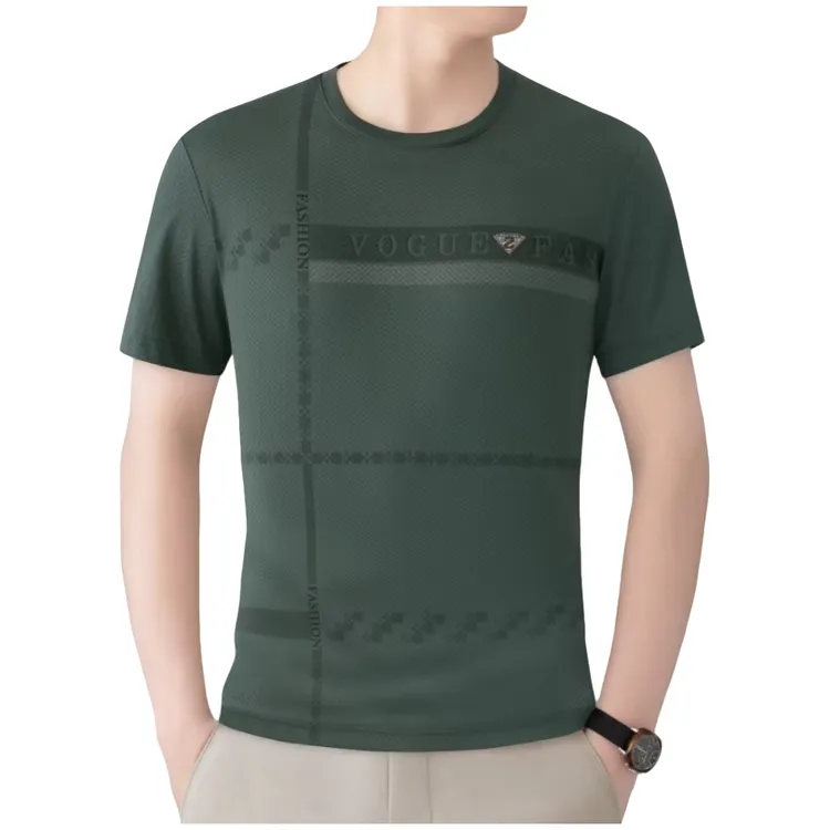 短袖高档夏季薄款T恤男士透气宽松圆领男装男式大码短袖t恤上衣