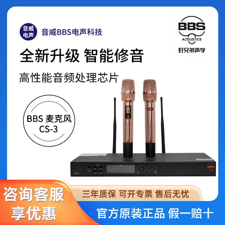 BBS CS-3无线话筒手持高端家庭唱歌k歌一拖二专业家用麦克风