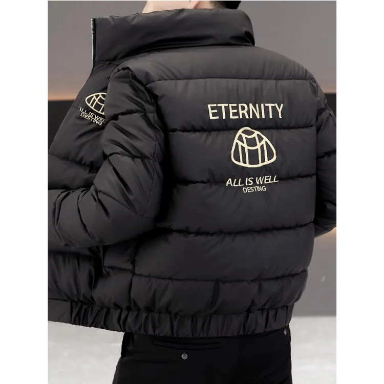 曼库帕娅棉服男冬季短款立领男士棉袄外套刺绣加厚保暖棉衣帅