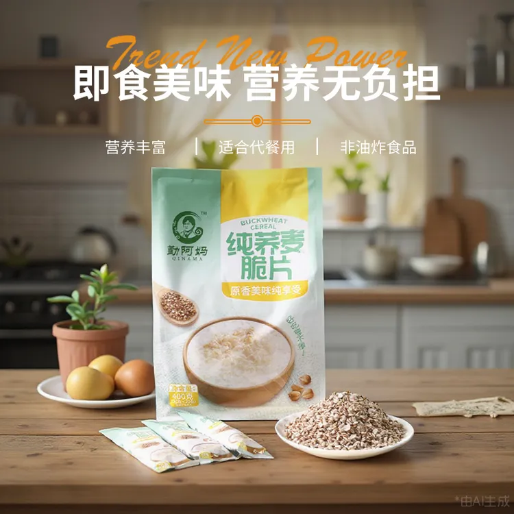 【支持试吃】纯荞麦麦片勤阿妈代餐高膳食纤维即食低糖荞麦片脆片