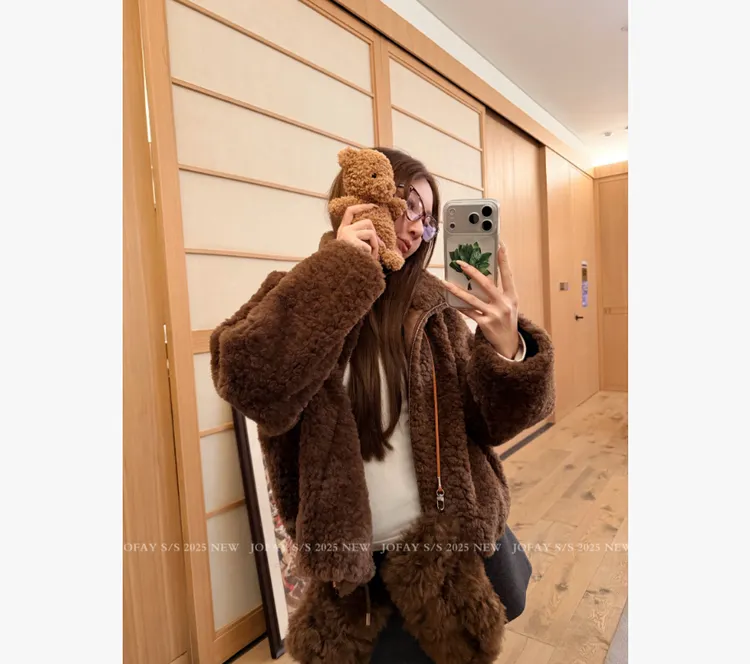 |小浣熊外套|羊羔毛外套 冬款厚款时尚百搭 冬季加厚加绒 W2888