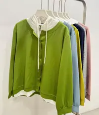 B601#时尚秋季假二件设计拼接帽衫（L~5XL 90~165斤）