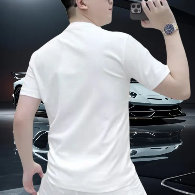 新款百搭潮牌T恤男重磅弹力短袖高级设计感爆款凉感半袖上衣体恤