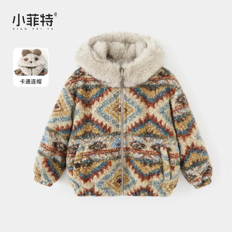 小菲特女童冬加厚连帽外套中大童保暖上衣儿童休闲衣服BGYD57479