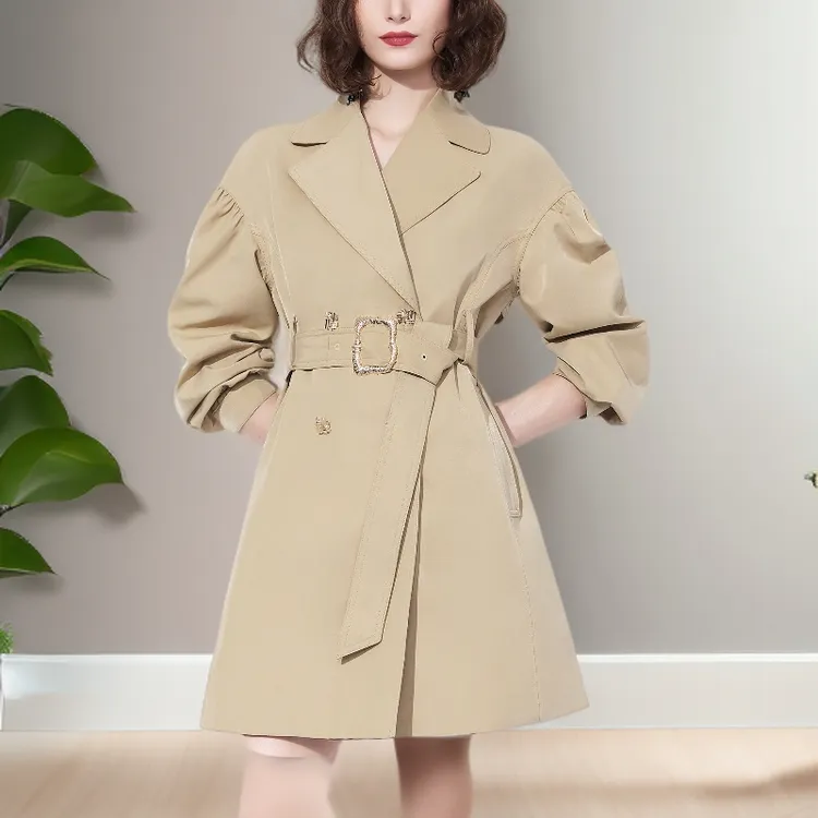 新款卡其色御姐气质风衣外套女2025秋新款高级感干练收腰长袖大衣