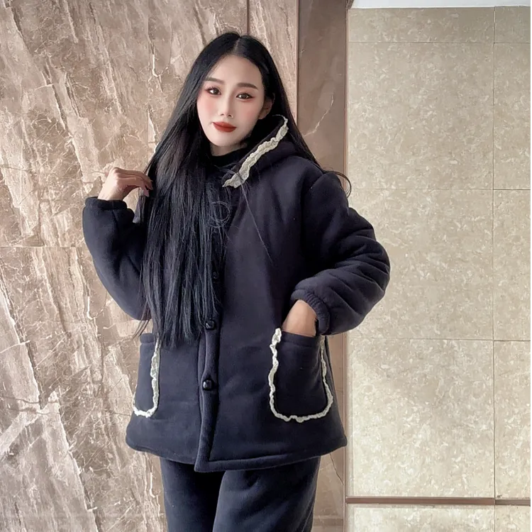 【XY专属】冬季三层加厚孕妇装连帽套装保暖女士可外穿睡衣家居服