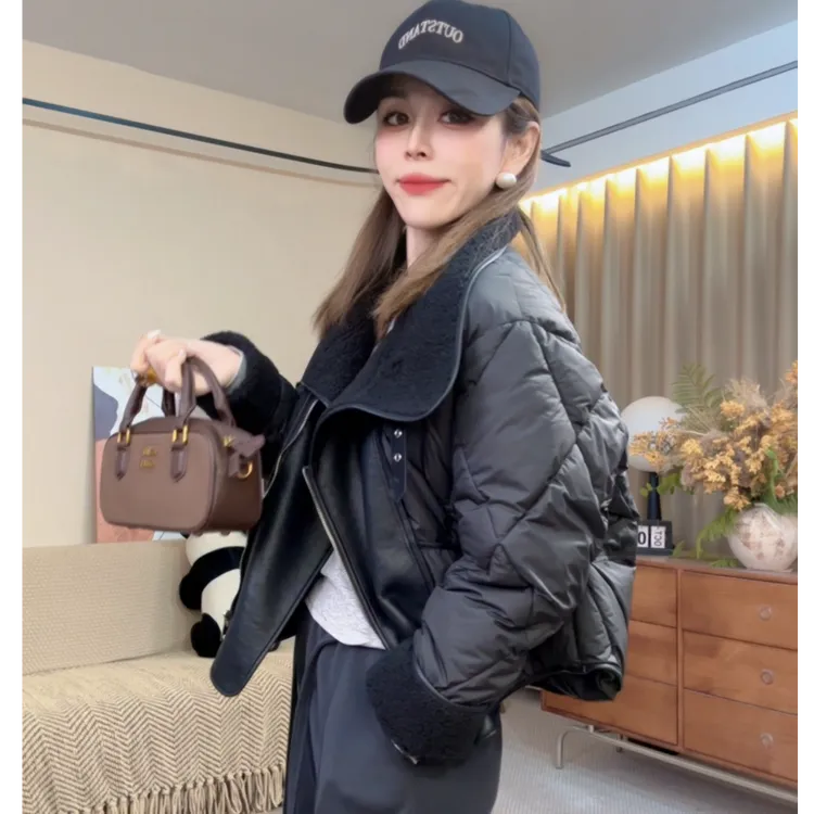 时尚2025新款女棉服外套女正肩袖时尚网红棉衣外套