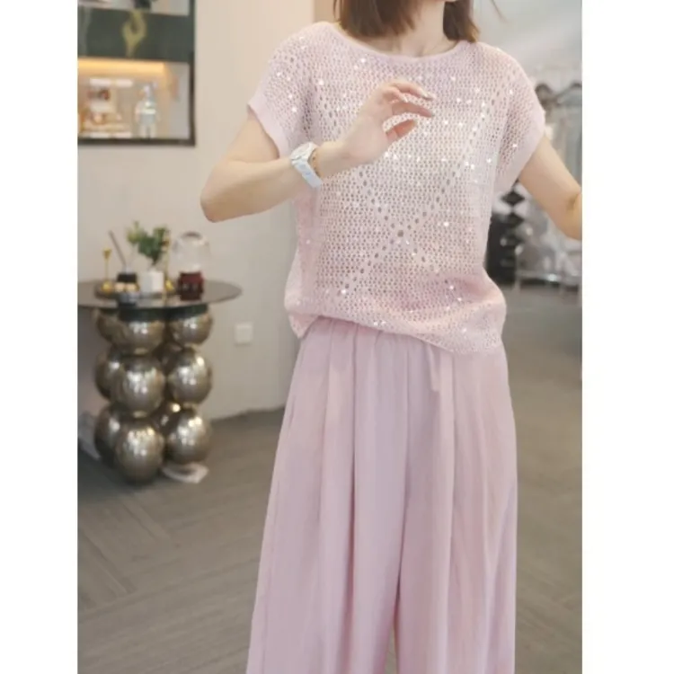 【菱格情怀】2025春夏新款时尚休闲设计师上衣+百搭休闲裤LK2502957