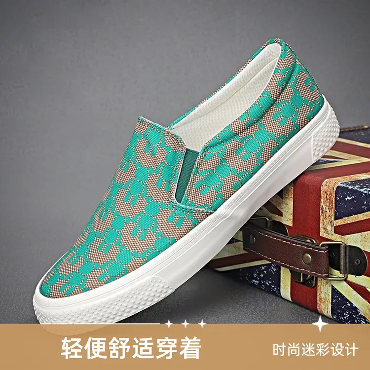 爆款帆布鞋一脚蹬透气休闲板鞋夏季软底开车鞋流新潮色休闲鞋软底