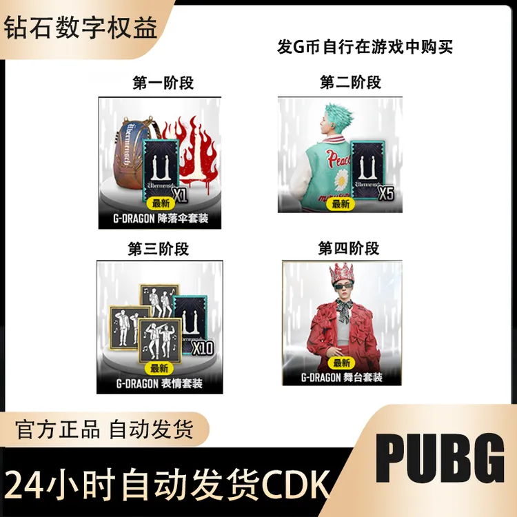 PUBG绝地求生G-DRAGON套装GB兑换码CDK自动发货
