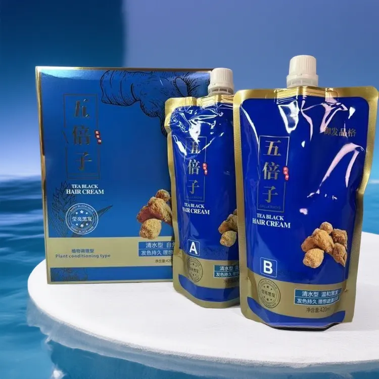 嘉瀛御发品格疗发博士黑油五倍子清水自然黑盖白发不粘头皮染发膏