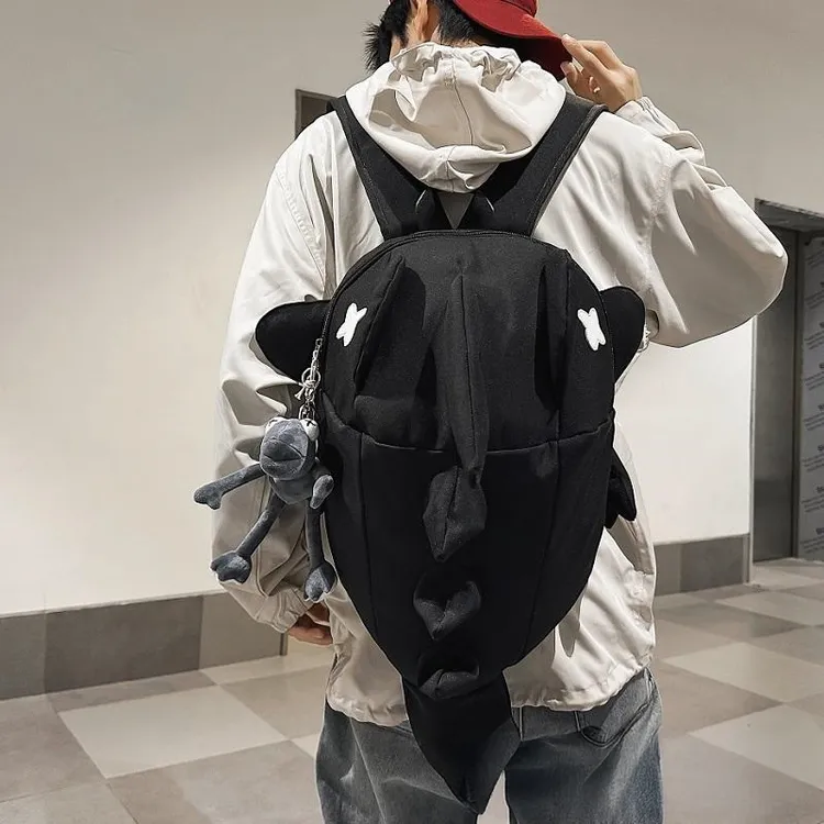 鲨鱼背包男款潮牌小众设计个性丑萌创意双肩包男大学生书包女