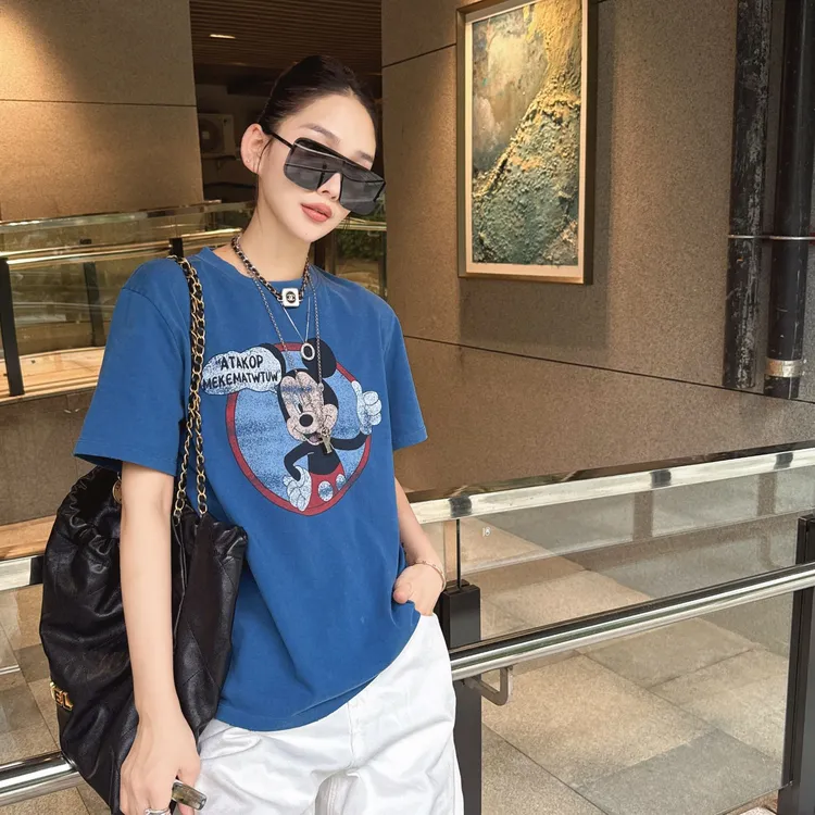 25早秋新款复古洗水做旧米奇短袖T 显白时髦精博主同款