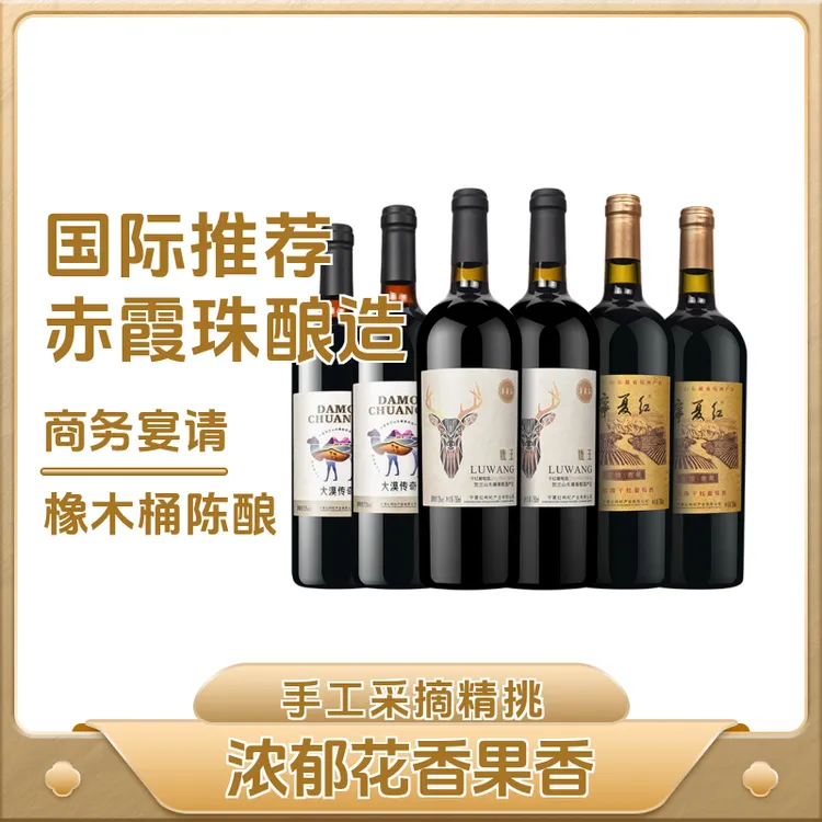 宁夏红贺兰山东麓产区酒庄葡萄酒优质赤霞珠干红酒组合750ml*6瓶