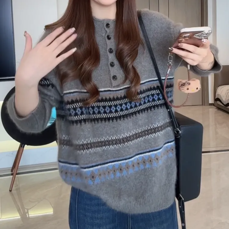 2026新款设计感百搭时尚显瘦气质长袖针织衫上衣LK2509317