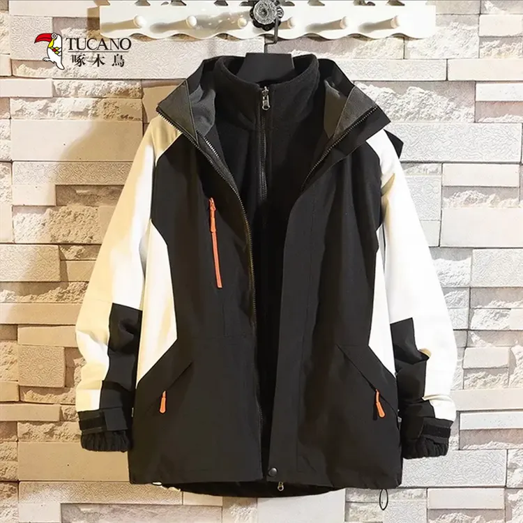 啄木鸟冲锋衣三合一可拆卸男女春秋防水防风加厚保暖登山户外外套