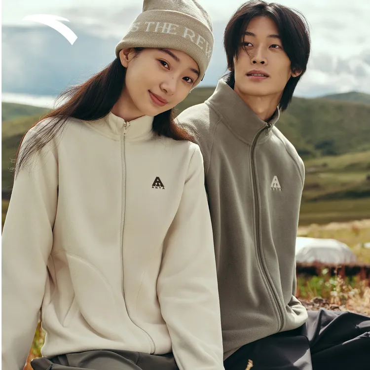 安踏火壳抓绒衣内胆男款大地之壳户外运动新年红色加绒外套上衣男