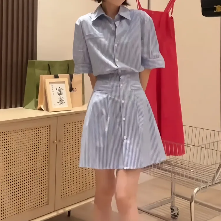 秋季设计感法式衬衫连衣裙温柔系气质款收腰显瘦慵懒风小众连衣裙