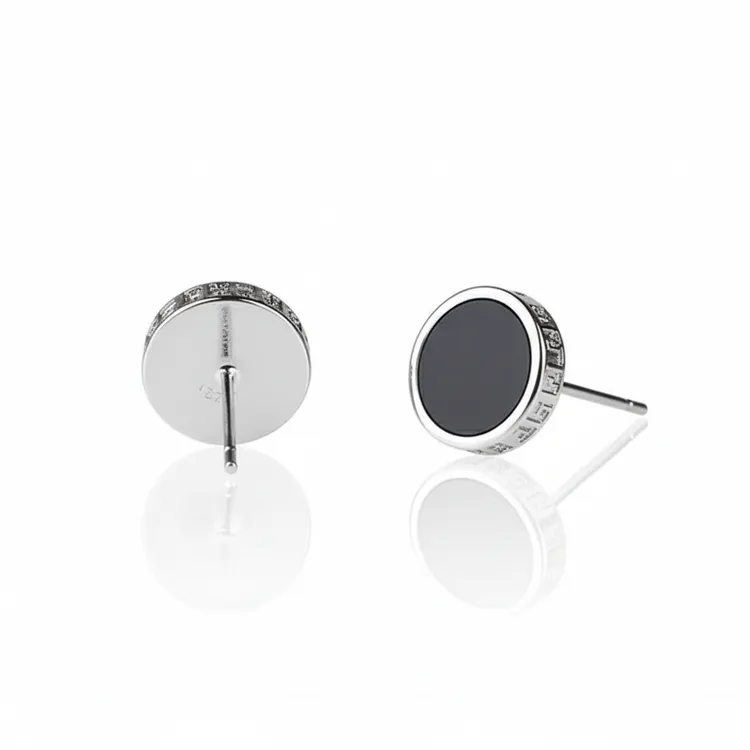 BTSP S925银针黑色嘻哈高品质潮美式街头耳钉