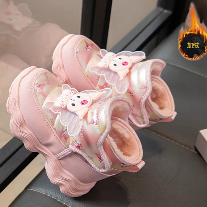 女童鞋子2025秋冬短靴运动大棉保暖中大童卡通库咯米加绒女宝棉鞋