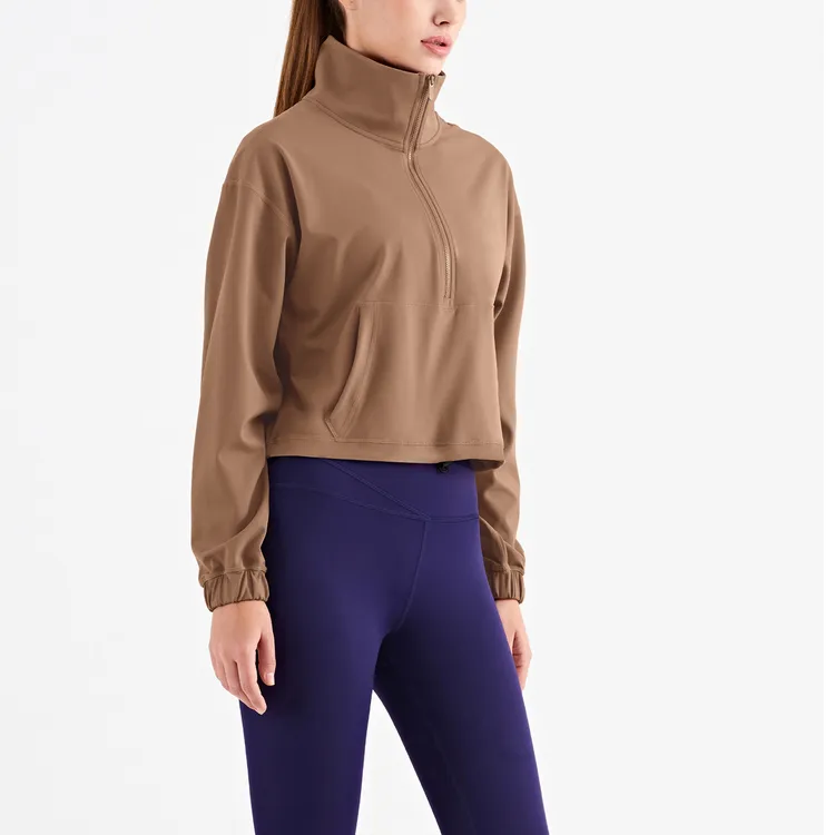 80049新款网球服女宽松瑜伽服秋冬训练跑步健身长袖飞盘运动上衣