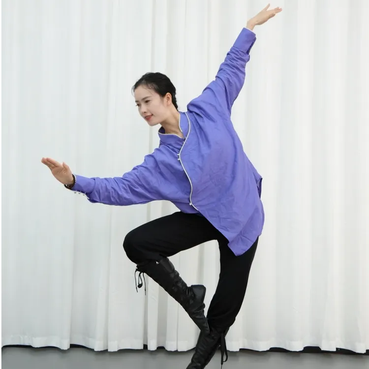 大O慵懒风棉麻蒙古舞蹈服宽松版上衣男女同款大袍衫学生艺考