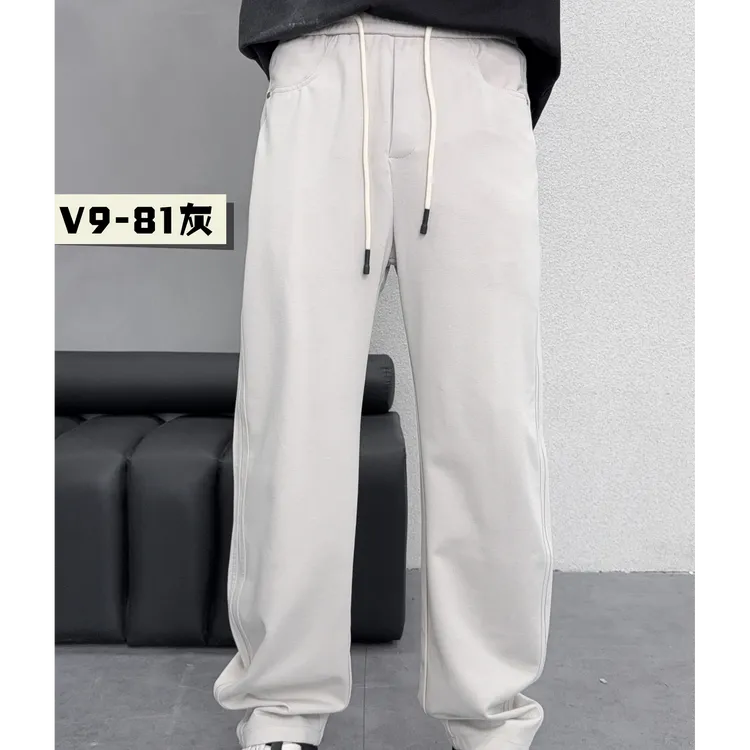 灰色黑色卫裤男春夏款休闲长裤春夏季宽松直筒运动裤裤腿裤V9-81