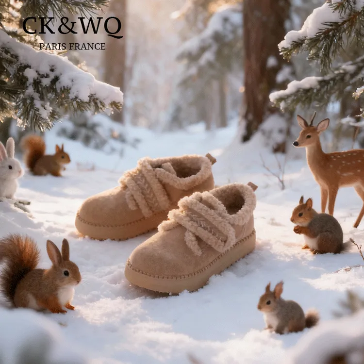 CK&WQ韩版低帮女2025新款冬季加绒女鞋加厚防滑东北保暖勃肯棉鞋