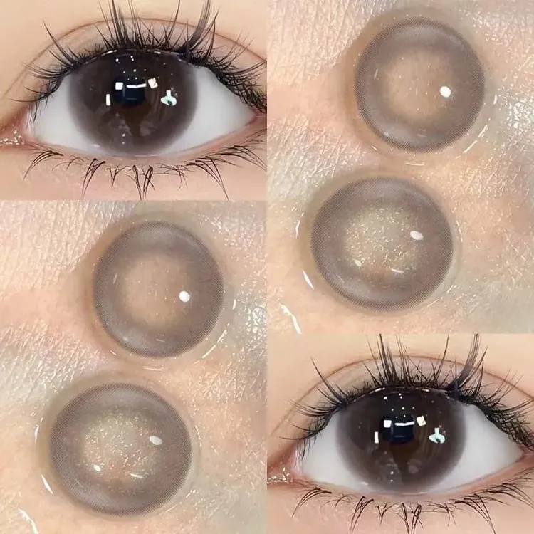 OVOLOOK三明治工艺奶泡泡棕色美瞳温柔感半年抛小直径隐形眼镜