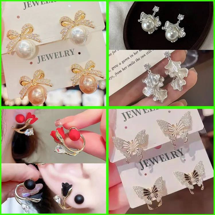 合金锆石耳饰 新款时尚百搭轻奢女生耳钉