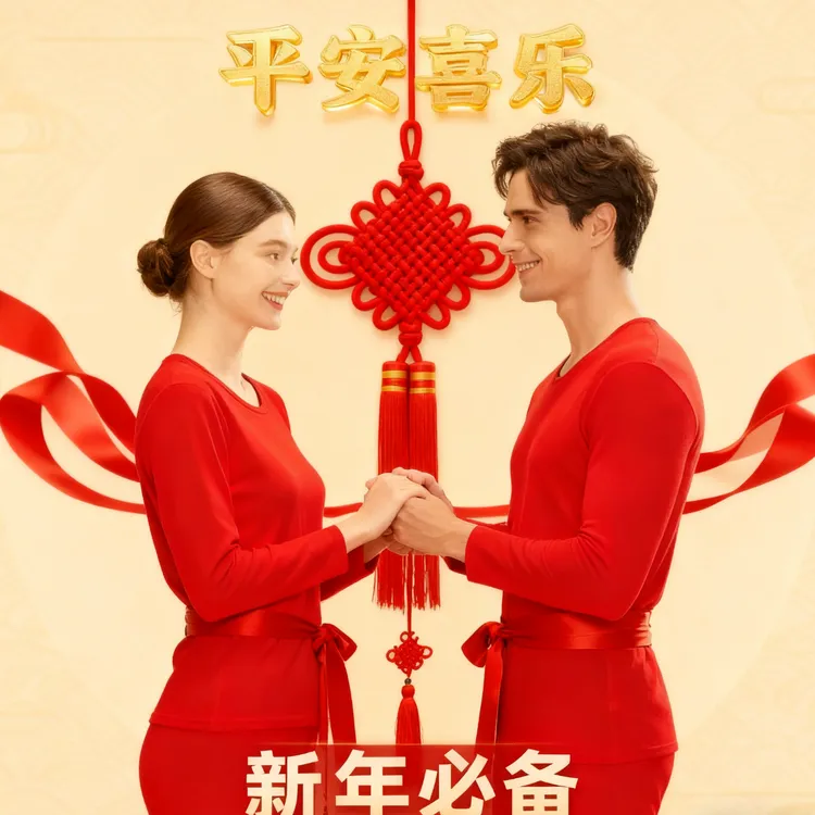 本命年鸿运当头羊毛蚕丝保暖套装