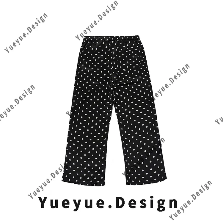 【悦悦专属】薄款高腰波点微喇直筒裤Y615