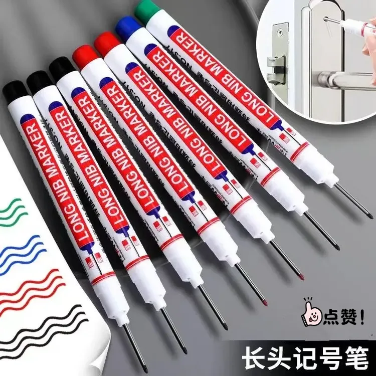 【买一送一】长头记号笔木工地玻璃瓷砖防水速干不可擦最耐用的工地