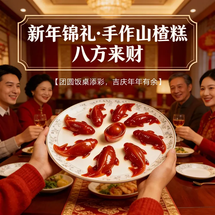 【新春好礼 八方来财1】山东传统锦鲤山楂糕年夜饭摆盘年货