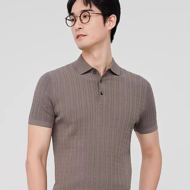 【银座时尚】JODOLL/乔顿男士商务翻领修身夏季百搭休闲短袖T恤