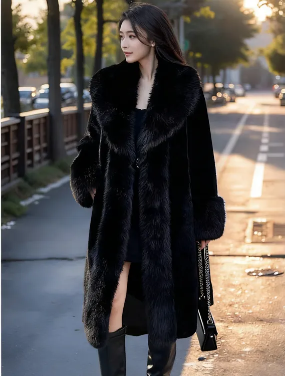 【新疆包邮】宽松型设计师长款雪兰貂皮草大衣外套