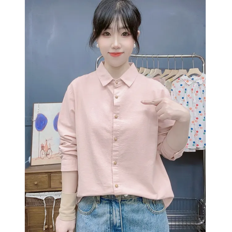 磨毛衬衫内搭纯色秋冬长袖百搭吸汗秋冬打低上衣加厚