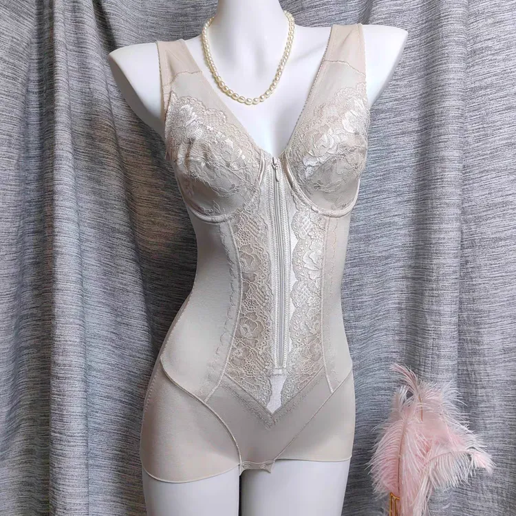 夏季薄款免穿文胸紧致塑型收腹束腰提臀一步到位带文胸塑身连体衣