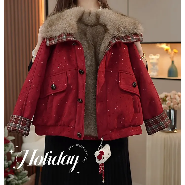 新款女童外套2025儿童洋气加厚加绒衣服时髦时尚冬装上衣外穿潮流