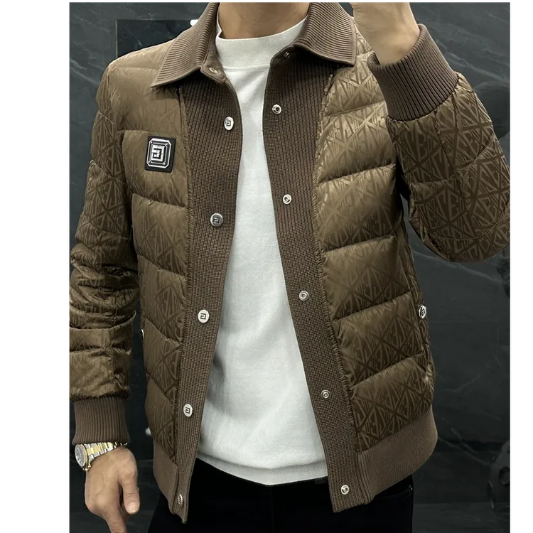 佩库普伦欧货白鸭绒羽绒服男短款新款个性休闲翻领保暖修身外套潮