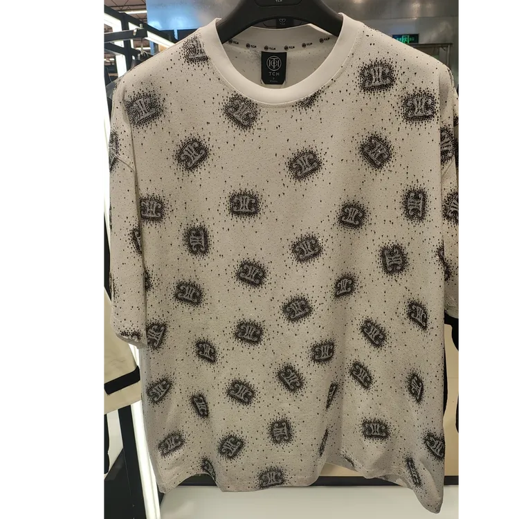 TCH服饰店-潮牌时尚百搭重工烫钻短袖T恤T75B106132