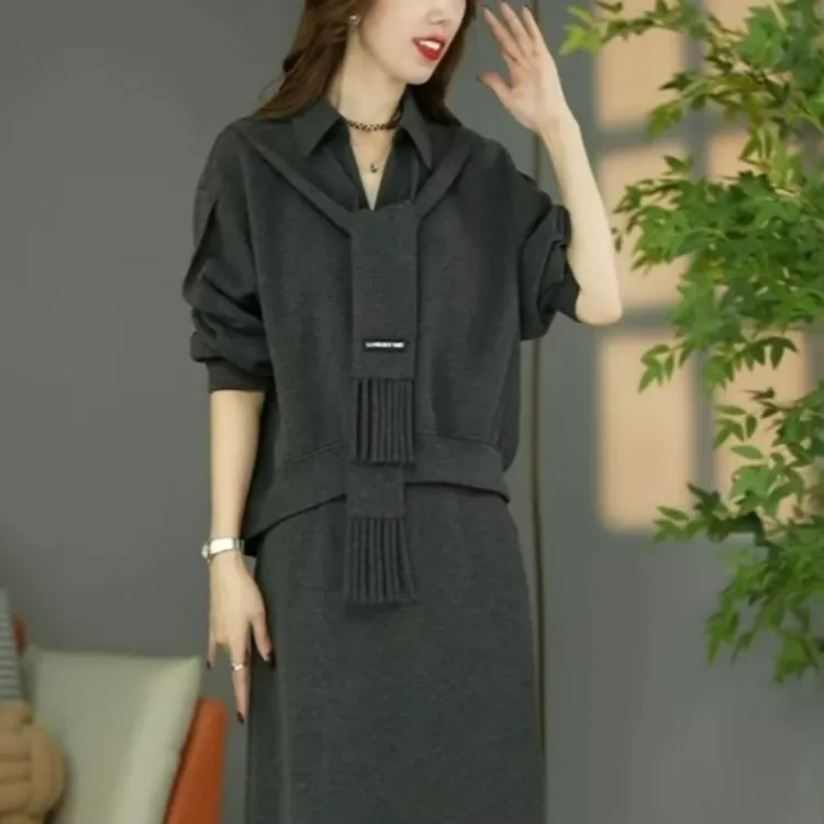 尚薇服饰原创设计师款高货欧版洋气加厚套装裙气质两件套连衣裙