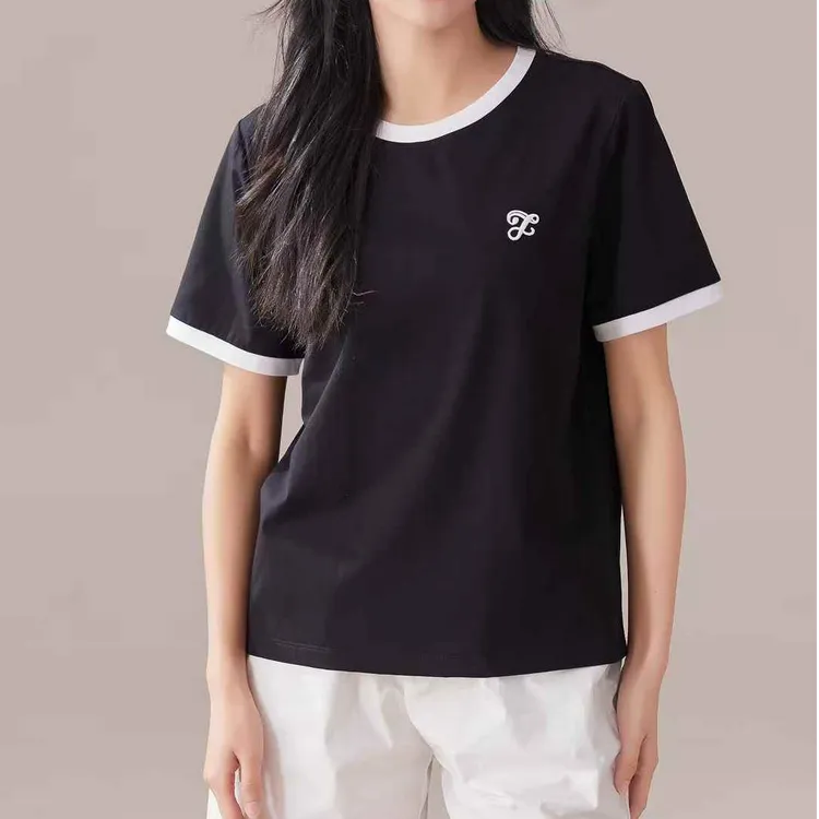 玉轩菲小白T8323春夏新款时尚百搭拼色短袖