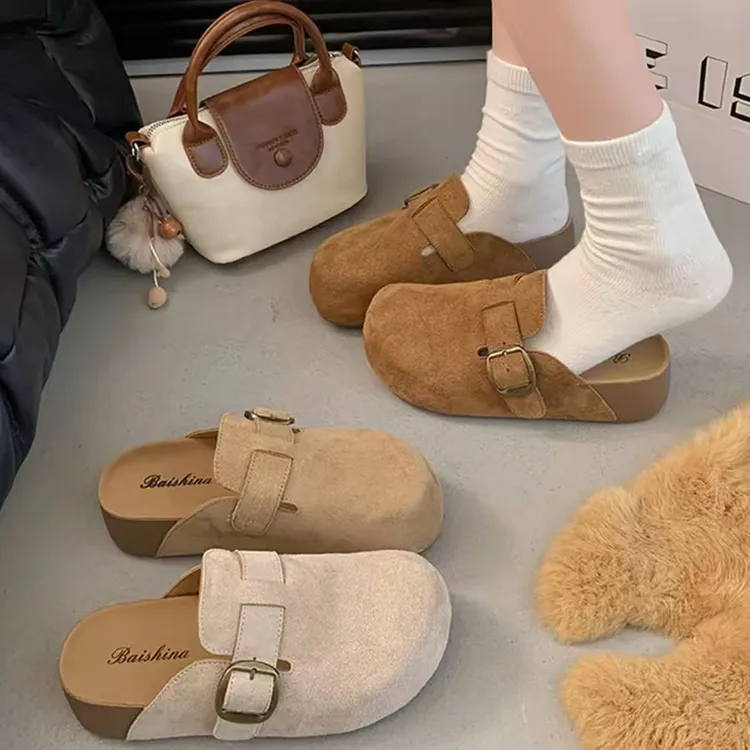 【ty品牌】5cm厚底包头拖女增高一脚蹬女2025秋季外穿勃肯半拖638