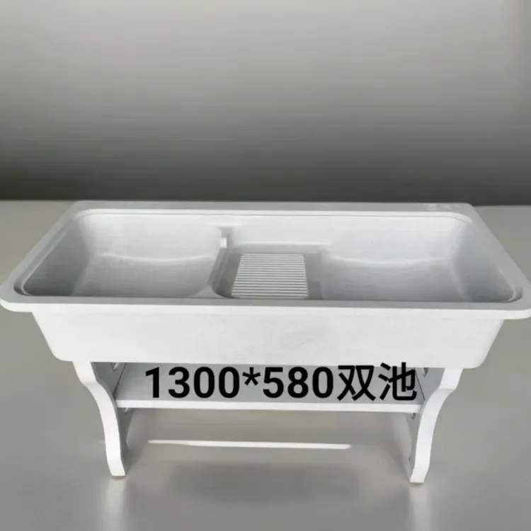 （双槽）石英石洗池带搓板一体室内外家用阳台庭院台盆柜台通用水槽